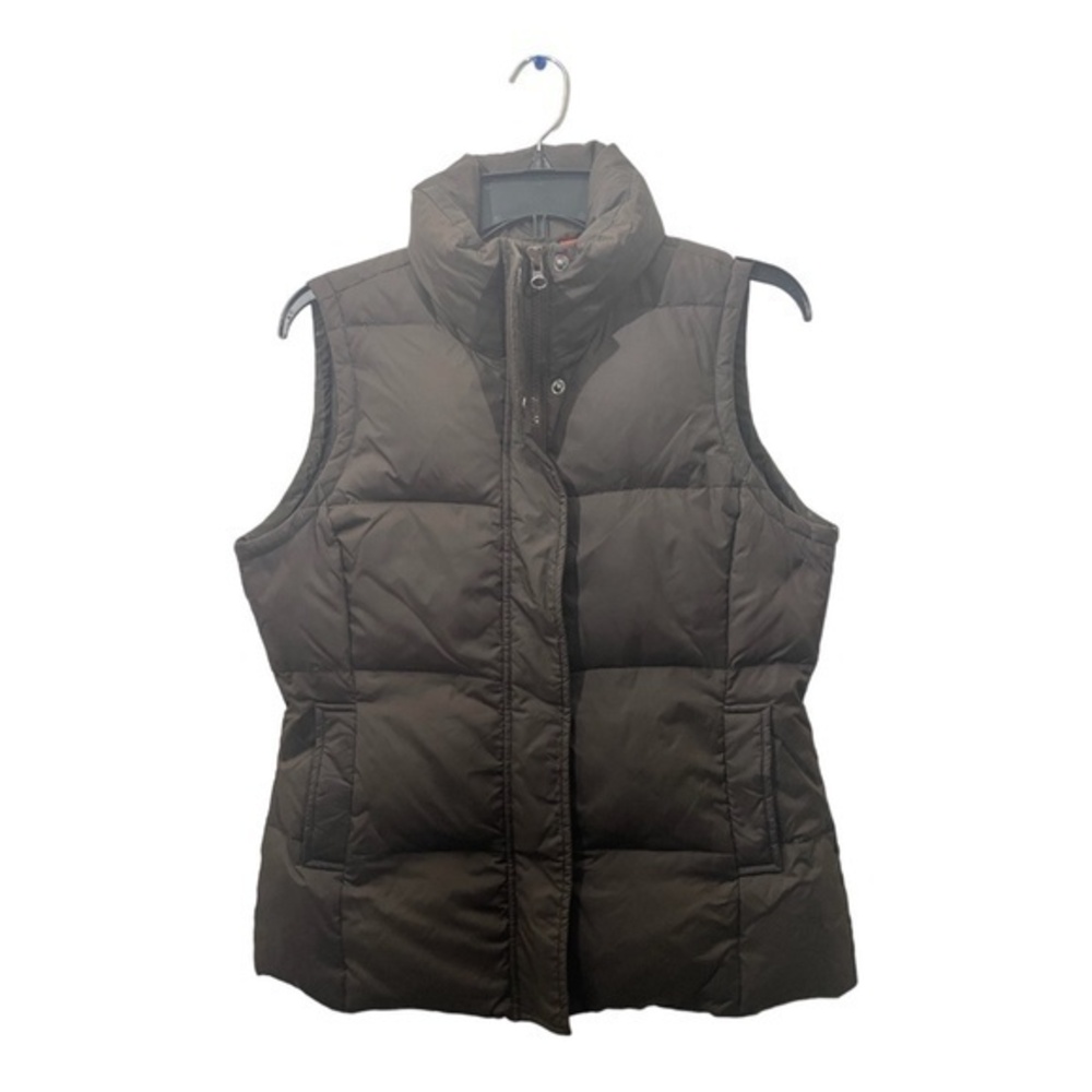 Joe Fresh Womens Puffer Vest Down Filled Dark Brown Collared Size Medium